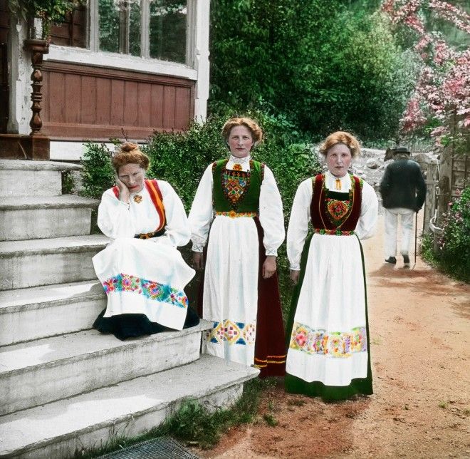 Цветные фотографии красот Норвегии 1900 Год