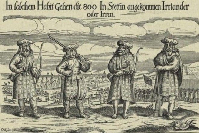 Самое раннее изображение шотландских солдат в килтах Ксилография 1631 год Фото thevintagenewscom
