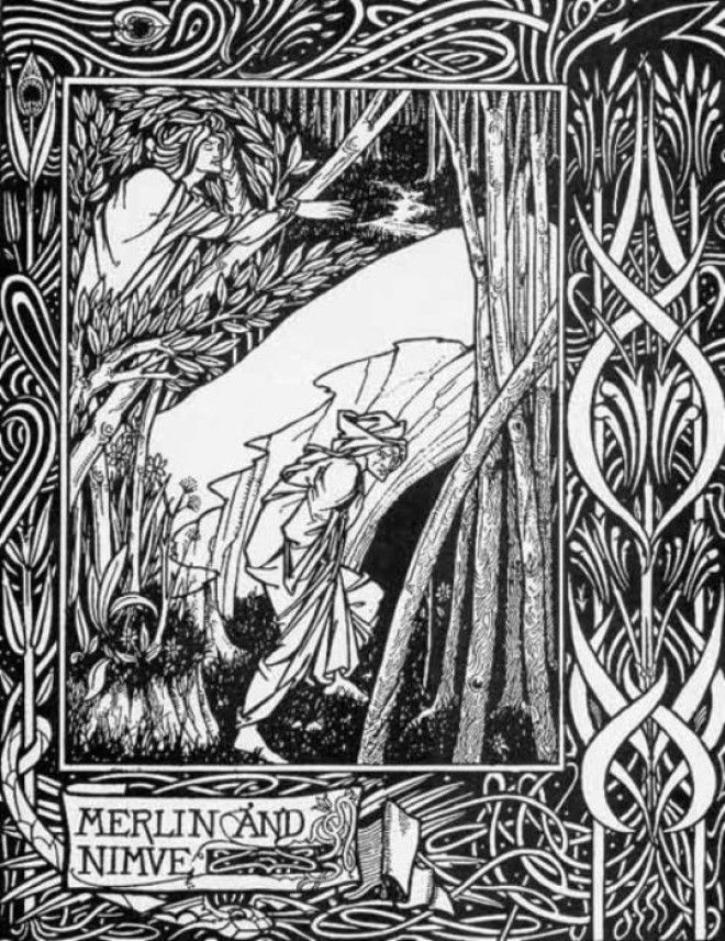 Смерть Артура Мерлин и Нимуэ Автор Aubrey Beardsley