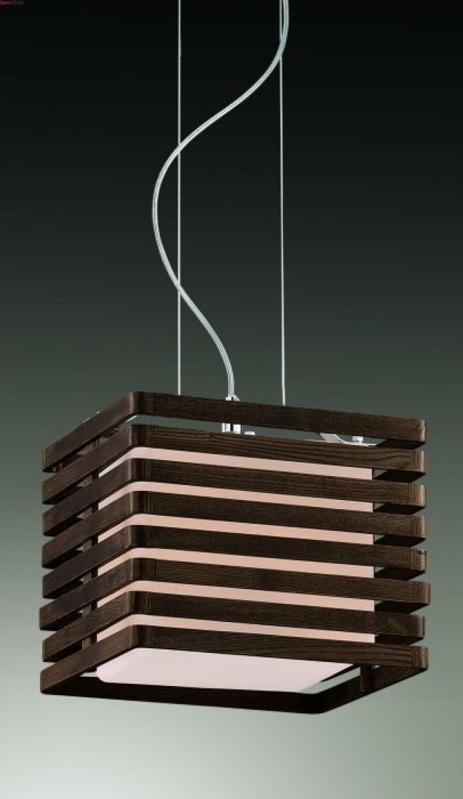 Одиночная подвесная лампа из дерева 