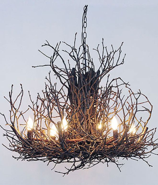 Дизайнерская лампа из веток