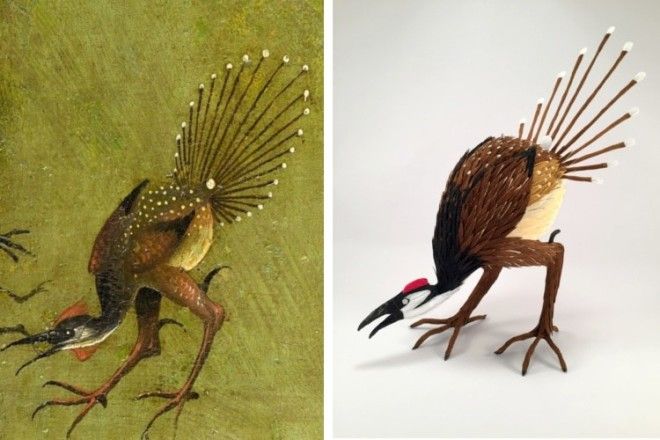 Художник делает фигурки персонажей Босха из папьемаше 