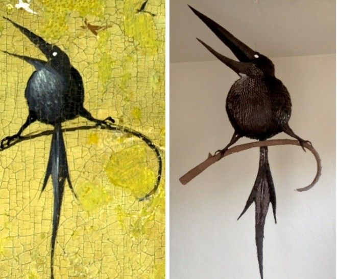 Художник делает фигурки персонажей Босха из папьемаше 