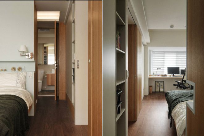 Попасть в санузел можно из спальни